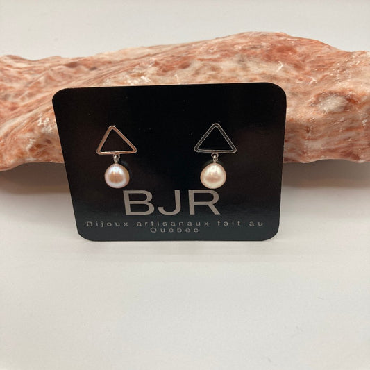 Boucles d'oreilles  BJR  :  acier inoxydable et vraies perles