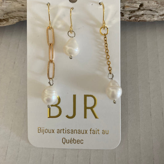 Boucles d'oreilles asymétriques en acier inoxydable (3)