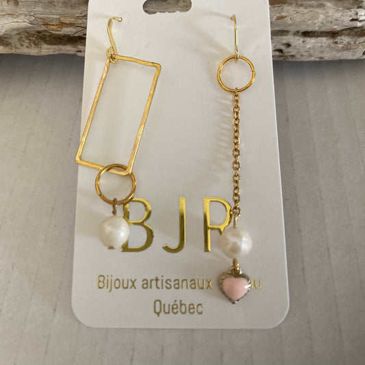 boucles d'oreilles asymétriques en acier inoxydable